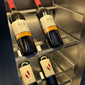 Armoire à vin de luxe en acier inoxydable doré Royal Metal, étagères multi-modules, rangement haut de gamme, température constante F-108 High - Product Image 5