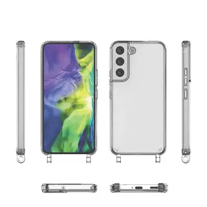 Kalung pelindung selempang badan bening transparan, casing ponsel keras polikarbonat untuk Samsung Galaxy S22 ultra A52 A13, S23