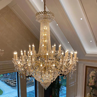 Plafonnier haut en or de luxe fantaisie avec bougie hall de l'hôtel empire K9 cristal suspension lustre royal