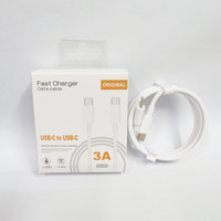 Kabel Pengisian Cepat USB-C ke USB-C PD Tahan Lama, Pasokan Grosir, Output 3A untuk Pengisian Cepat 5A Ponsel dan Kamera, Kotak Retail