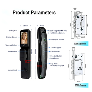 Tediton Ngoài Trời Không Thấm Nước Tự Động Điện Wi-Fi Cameratuya Vân Tay Kỹ Thuật Số Tuya 3D Nhận Dạng Khuôn Mặt Thông Minh Cửa Khóa - Product Image 4