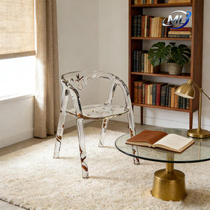Silla de Ocio Moderna de Resina Transparente con Respaldo en Forma de Lágrima, Diseño de Lujo Ligero para Sala de Estar y Dormitorio, Muebles para el Hogar - Product Image 3