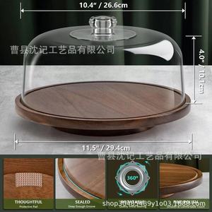 Rotatable Acacia Wood Cake <b>Stand</b> 360 Degree <b>Turntable</b> For Dessert Display Baking Party Birthday Use - Product Image 4