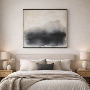 Pintura al Óleo Abstracta Minimalista de Sombras de Atardecer en Tonos Neutros, Pintura Artística en Lienzo Pintada a Mano para Decoración de Sala de Estar - Product Image 1
