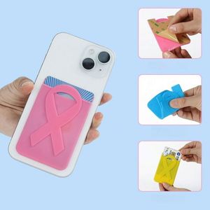 Custom Silicone Phone Wallet with Ribbon Grip Adhesive Card <b>Holder</b> for Credit and <b>ID</b> Cards, Promotional Logo Printing - Product Image 3