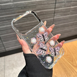 เคสโทรศัพท์มือถือลายดอกไม้ผีเสื้อวิบวับ สำหรับ iPhone 17 Air 16 15 14 Pro Max  เรซิ่นไล่สี 3 มิติ DIY ดาวรุ้ง ฝาหลังแบบ Ins - Product Image 6