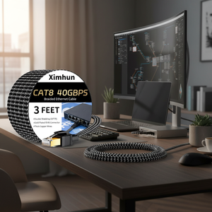 สายอีเธอร์เน็ตความเร็วสูง Cat 8 ยาว 3 ฟุต สายอินเทอร์เน็ตแบบถัก 40Gbps 2000Mhz สายแลนสำหรับงานหนัก ตัวเชื่อมต่อข้อมูลกำลังสูง - Product Image 3