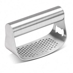 Accessories Metal 2 in 1 New Garlic Press Crusher Manual 304 Stainless Steel Garlic Press Rocker Set With <b>Silicone</b> Peele - Product Image 6
