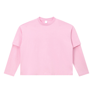 T-shirt Homme Rose Vintage Lavé <span class=keywords><strong>Streetwear</strong></span> à Manches Longues Coupe Boxy en Double Fil Brossé 275g avec Impression Logo Personnalisé - Product Image 1