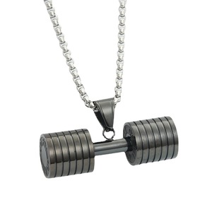<b>Dumbbell</b> Pendant Stainless Steel Men's Fitness Charm Necklace Geometric Design Gift Jewelry 280185 - Product Image 5