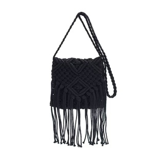 Borsa da Spiaggia Estiva Bohémien in Poliestere Intrecciato, Tracolla Quadrata per Donna, Apertura Singola - Product Image 1