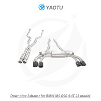 YT knalpot aliran tinggi Downpipe untuk BMW M5 G90 4.4T 2024 + suku cadang boneka otomatis baja tahan karat