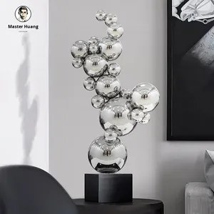 Meuble TV <span class=keywords><strong>Huang</strong></span> Master, style minimaliste moderne, abstrait, en acier inoxydable, table d'appoint, boîte cadeau pour salon - Product Image 2