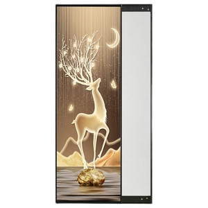 Espejo de cuerpo entero deslizante oculto de estilo Art <span class=keywords><strong>Deco</strong></span> moderno y creativo, inspirado en el lujo, con marco negro/dorado, para montar en la pared. - Product Image 5