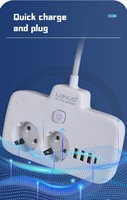 Multiprise EU Schuko à trous ronds avec interrupteurs individuels, prises USB PD Type-C, rallonge pour l'Espagne et l'Allemagne