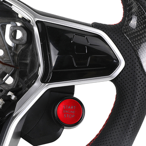 Volant en cuir semi-perforé avec bouton de démarrage, en fibre de carbone et LED pour VW Volkswagen <span class=keywords><strong>Golf</strong></span> R 6 7 7.5 <span class=keywords><strong>8</strong></span> MK8 MK7 8R Gti <span class=keywords><strong>Gtd</strong></span> - Product Image 4