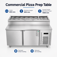 Table de préparation réfrigérée commerciale en acier inoxydable pour pizzas, plan de travail pour salades, vitrine réfrigérée pour sandwichs, équipement de cuisine pour restaurant