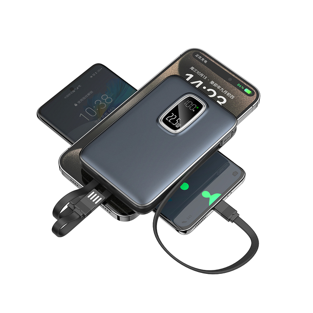 PD 22.5W Fast Charging Portable Powerbank High Quality 10000mah Power Bank With Built in Cable Digital Display