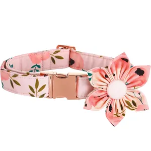 NiBao Custom Stylish Elegant Cute Adjustable Detachable Soft Dog Cat Collar with Flower