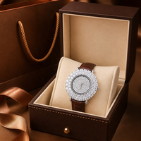 Luxuriöse S925 Silber Moissanit-Uhr mit Schweizer Quarzwerk, 3ATM Wasserdicht, Saphirglas und Echtlederarmband