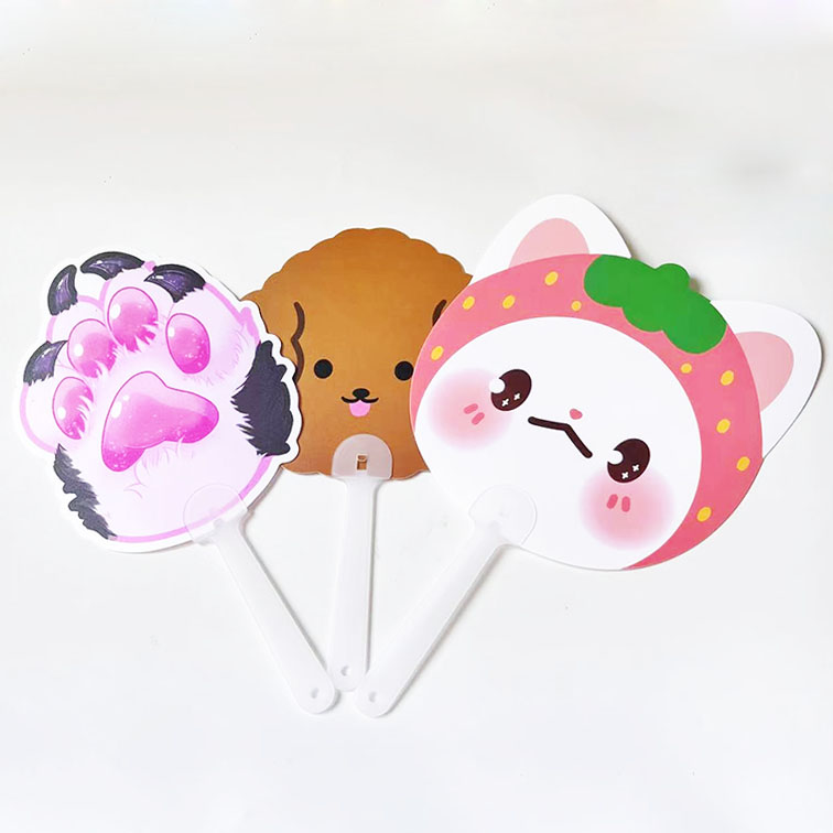 Оптовая продажа, печать логотипа, пластиковая прозрачная поддержка, подарок, круг, ПВХ, kpop, звезда, ручной вентилятор