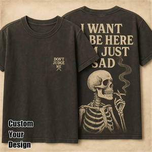 T-shirt imprimé numérique délavé à l'acide, style streetwear pour homme, noir, avec graphique personnalisé, vintage et vieilli - Product Image 5
