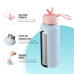 Nouvelle Bouteille d'Eau Sportive Isotherme en Acier Inoxydable 24oz (700ml) Écologique 2026 – Isolation Sous Vide 24H, Anti-Poussière, avec Paille, Idéale pour le Camping - Product Image 3