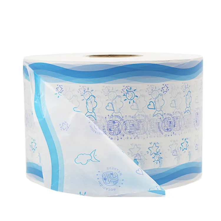 Fabrika özel baskılı nefes 25gsm mavi plastik PE arka tabaka filmi için tek kullanımlık yatak pedi bezi umumi tuvalet havlusu