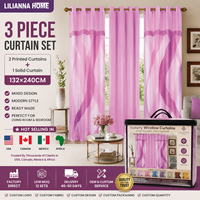 Ensemble de rideaux occultants modernes 3 pièces : 2 panneaux imprimés et 1 panneau uni pour fenêtres de chambre à coucher