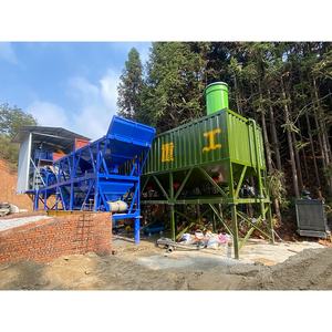 Nouvelle Chine Portable Deux Bacs D'agrégats 60 M3/h Usine De Mélange 2m HZS60 Prêt Électrique Pompe À Béton Mobile Centrale À Béton - Product Image 6