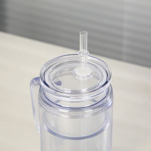 Nouveau Gobelet Tumbler en Plastique ABS à Double Paroi Pré-percé de 16oz et 20oz, avec Poignée, Couvercles Colorés et Paille, Résistant aux Chutes et Robuste - Product Image 4