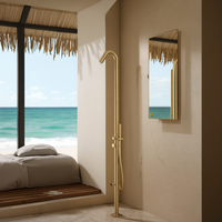 316 or brossé extérieur colonne de douche ensemble mitigeur robinet autoportant jet de pluie doux pour jardin plage espace extérieur