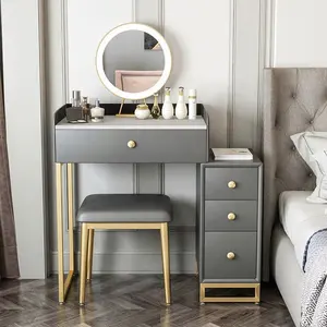Gaya Nordic Modern Metal Iro sederhana berpakaian dengan cermin berlampu Coiffeuse kamar tidur meja rias meja rias Set