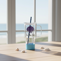 Mug de voyage de luxe en verre borosilicate, design océan, sans BPA, anti-fuite, résistant à la chaleur, pour café, thé, lait, jus