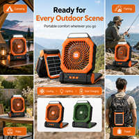 Ventilateur portable robuste avec lumière intégrée et batterie pour usage extérieur (plastique)