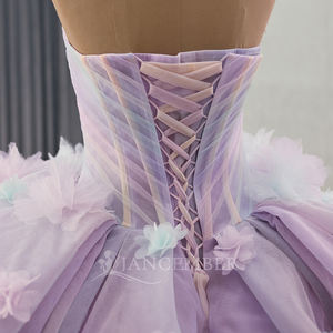 Luxe Bloem Quinceanera Jurken 3d Bloemen Kant Off-Shoulder Vestids De 15 Anos Verjaardagsfeest <span class=keywords><strong>Prom</strong></span> Prinses Rsm251010 - Product Image 3