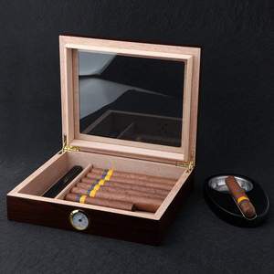 Humidor para Cigarros de Lujo con Tapa de Vidrio Templado, Exhibición Personalizada, Caja de Madera para Cigarros con Higrómetro - Product Image 4