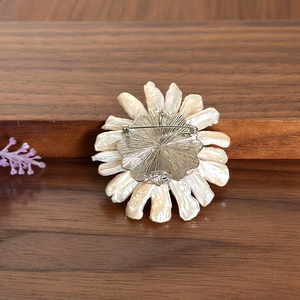 Broches con Forma de Flor y Perla Mabe Ovalada en el Centro, Engaste de Bisel, Joyería Vintage para Mujer, Uso Diario - Product Image 3