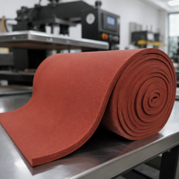 Rouleau de mousse de silicone à cellules ouvertes SHR-16-10, densité 160 kg/m³, épaisseur 10 mm, rouge, pour table de presse à chaud