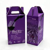 Boîte d'emballage pour bouteille de vin en carton ondulé imprimée sur mesure avec poignée, boîte cadeau pliable en carton pour vin de 750 ml/1 L