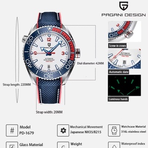 นาฬิกาข้อมือผู้ชาย PAGANI DESIGN 1679 แบรนด์ดัง ตัวเรือนเซรามิก กระจกแซฟไฟร์ นาฬิกาอัตโนมัติ กันน้ำ นาฬิกาจักรกล NH35 - Product Image 3