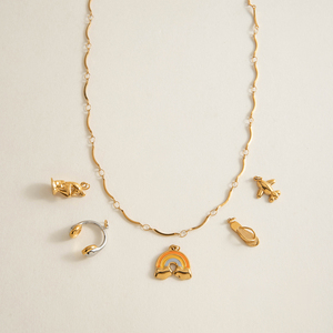 Collar de Cadena Semicircular Hecho a Mano en Acero Inoxidable Chapado en Oro de 18K <span class=keywords><strong>J</strong></span>&DModern, Joyería de Moda Duradera para Uso Diario - Product Image 1