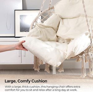 ساحة حديقة الفناء شرفة غرفة المعيشة حديقة أرجوحة سرير مع وسادة كبيرة معلقة - Product Image 3