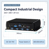PC Industrial sin Ventilador, CPU Intel de 12.ª Generación, PC Industrial Integrado sin Ventilador, 6 Puertos COM y GPIO, USB 3.0*4, COM*6, Mini PC Industrial sin Ventilador