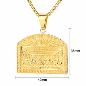 Pendentif Hip Hop à la mode en acier inoxydable plaqué or 18 carats Bijoux religieux Pendentif du dernier souper Jésus - Product Image 2