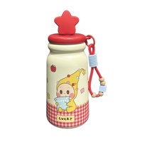 Mug Termos Vakum Berbentuk Bintang Desain Kartun Stylish Portabel dengan Lapisan Keramik dan Sedotan untuk Pelajar Wanita