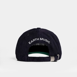 Casquettes en velours côtelé structurées personnalisées, 5 panneaux, logo brodé plat, bleu marine, snapback - Product Image 4