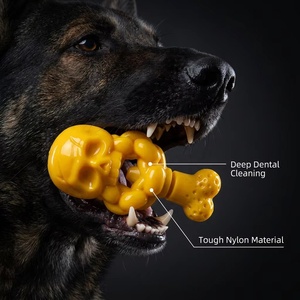 Juguete de nailon para perros con diseño de calavera resistente a mordidas, dispensador de golosinas con forma de hueso para masticadores agresivos, de moda. - Product Image 3