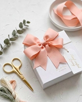 Ruban gros-grain rose écologique de haute qualité, nœuds en chevrons faits à la main pré-noués pour pinces à cheveux, artisanat DIY, décoration de mariage