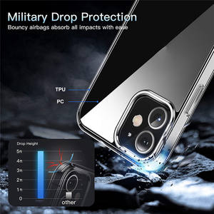 Per il <span class=keywords><strong>iPhone</strong></span> di Apple <span class=keywords><strong>12</strong></span> 11 XS Crystal Clear Molle Del Respingente di TPU Duro Posteriore del PC Rinforzato Angolo Assorbimento Degli Urti Anti-Giallo Sottile Della Copertura - Product Image 3